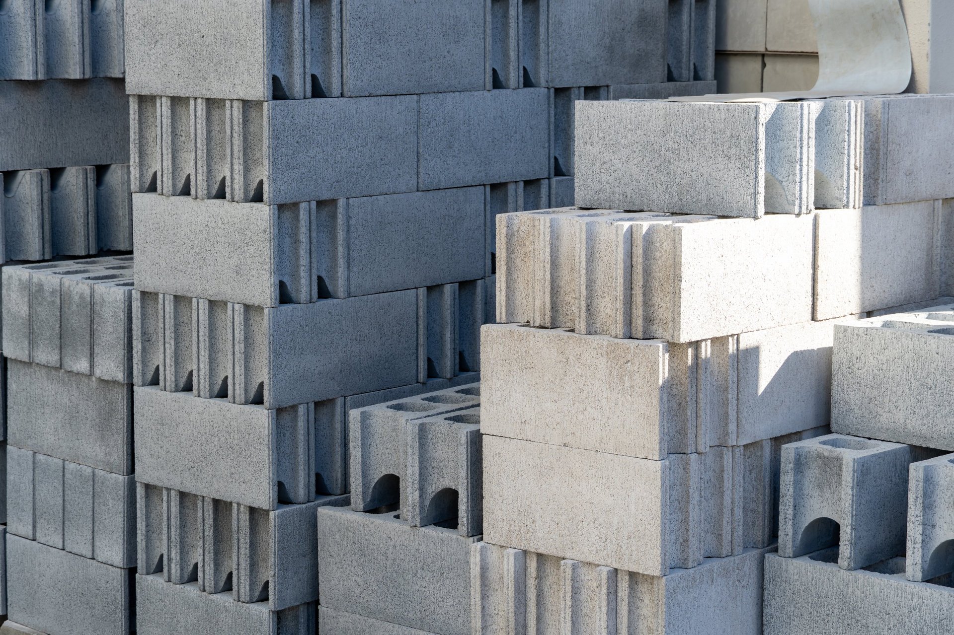 Construction site with concrete blocks